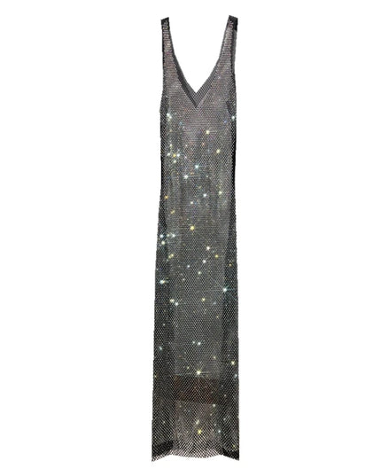 Weisses Glitzerkleid Profilansicht