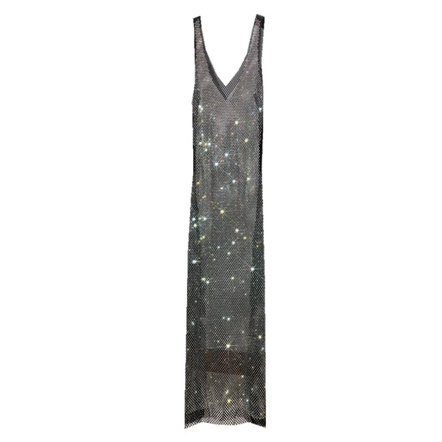 Weisses Glitzerkleid Profilansicht