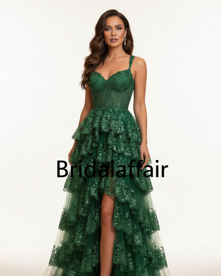 Gruenes Glitzerkleid Lang A-Linie - Ansicht 5