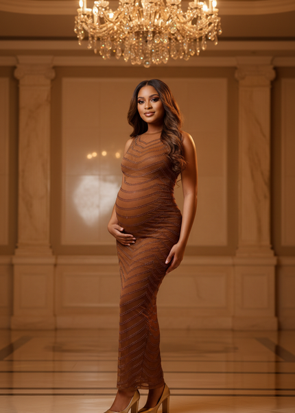 Apricot Glitzer Kleid Eng Lang - Ansicht 1