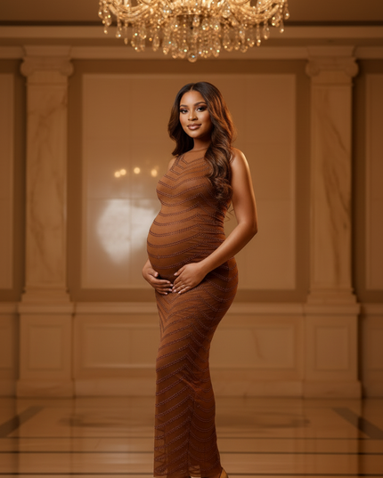 Apricot Glitzer Kleid Eng Lang - Ansicht 3