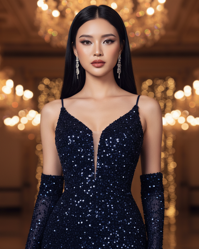 Ballkleid Blau Kleid Glitzer Lang - Ansicht 4
