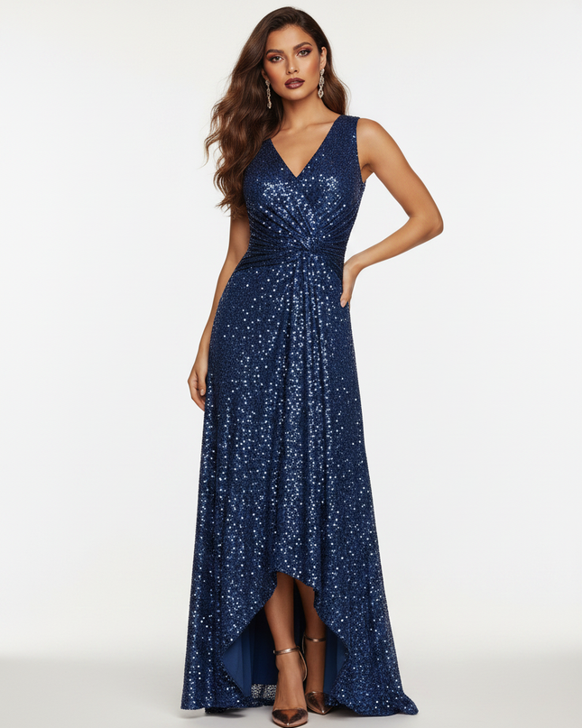 Blaues Glitzer-Kleid fur den Abschluss - Ansicht 5