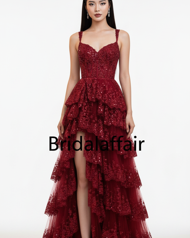 Bordeaux Glitzer Kleid fuer Partys - Ansicht 5