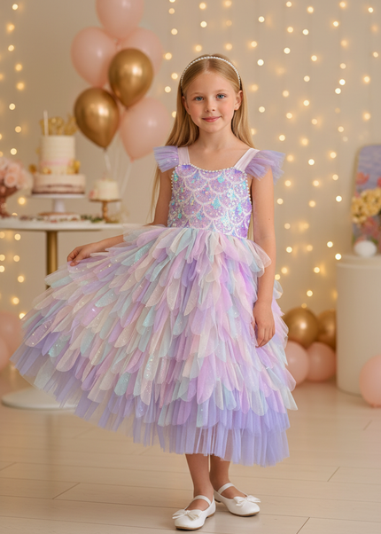 Buntes Pailletten Kleid Maedchen - Ansicht 1