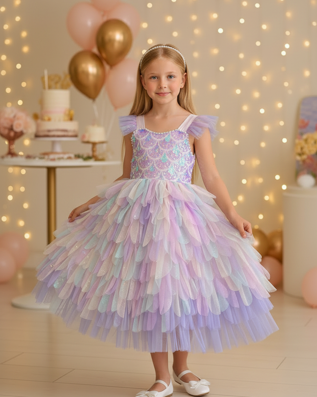 Buntes Pailletten Kleid Maedchen - Ansicht 3