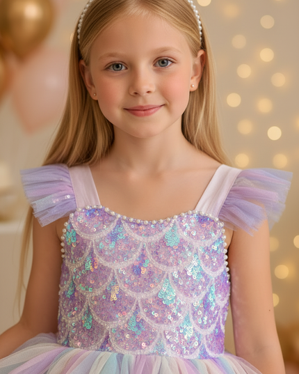 Buntes Pailletten Kleid Maedchen - Ansicht 4