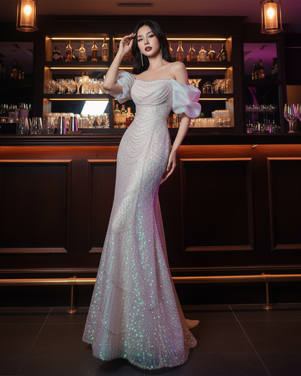 Buntes Pailletten Kleid Lang - Ansicht 3