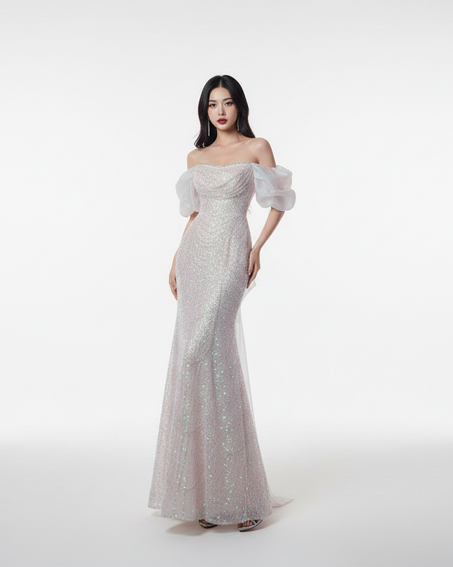 Buntes Pailletten Kleid Lang - Ansicht 5