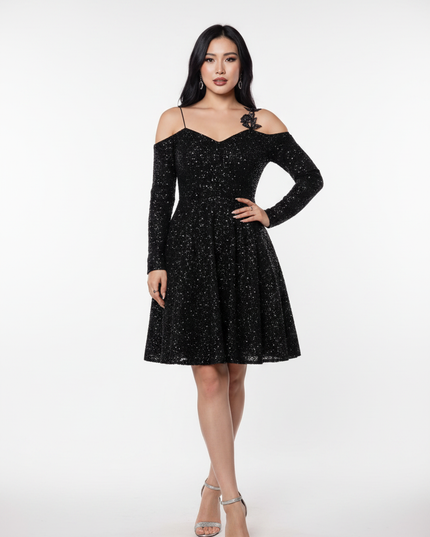 Curvy Schwarzes Glitzerkleid - Ansicht 5
