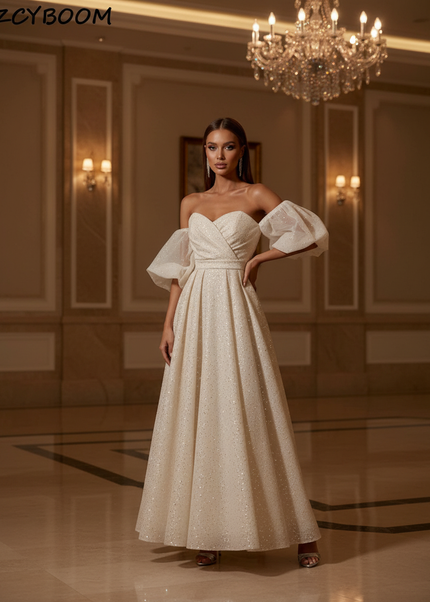 Champagner Brautkleid Pailletten - Ansicht 1