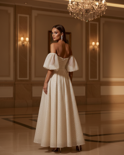 Champagner Brautkleid Pailletten - Ansicht 2
