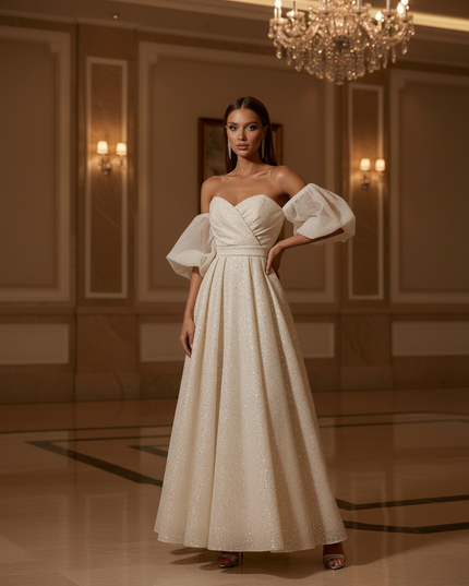 Champagner Brautkleid Pailletten - Ansicht 3
