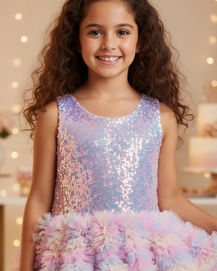 Glitzer Kleid Maedchen Weihnachten - Pailletten Tuelle - Ansicht 4