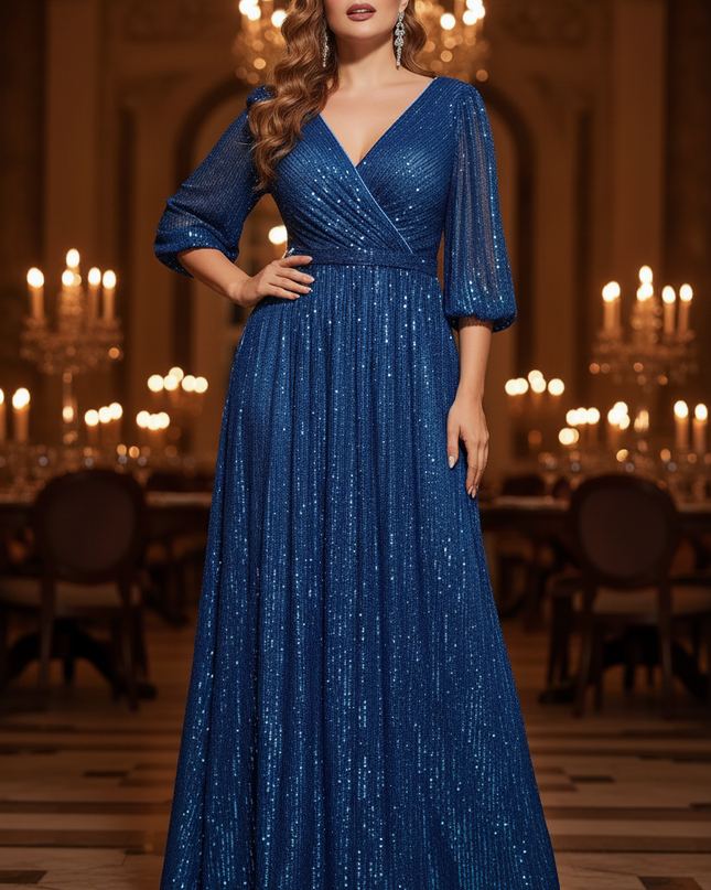 Blaues Glitzerkleid in Plus Size - Ansicht 4