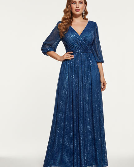 Blaues Glitzerkleid in Plus Size - Ansicht 5