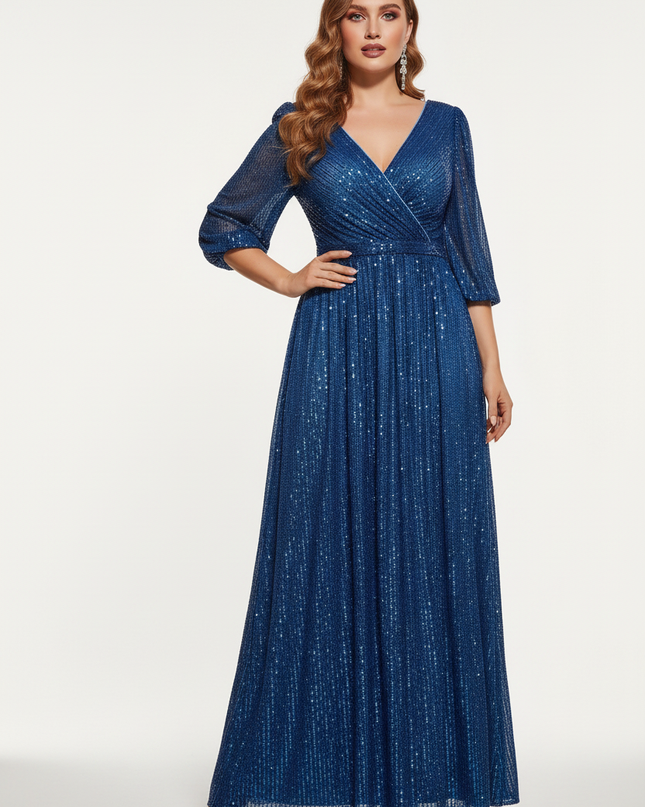 Blaues Glitzerkleid in Plus Size - Ansicht 5