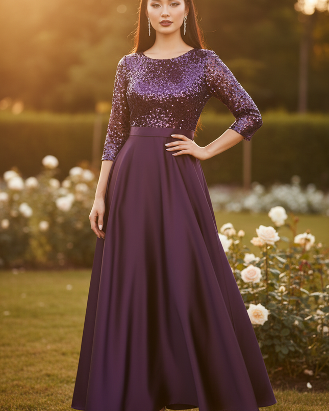 Lila Glitzerkleid in Plus Size - Ansicht 1