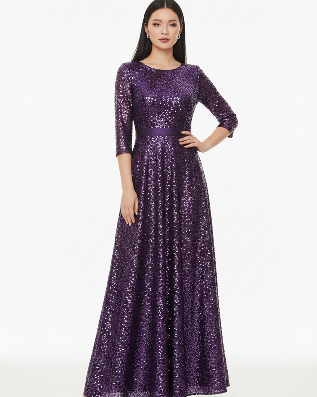 Lila Glitzerkleid in Plus Size - Ansicht 5