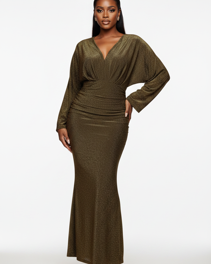 Goldenes Langarm Kleid Grosse Groessen - Ansicht 5