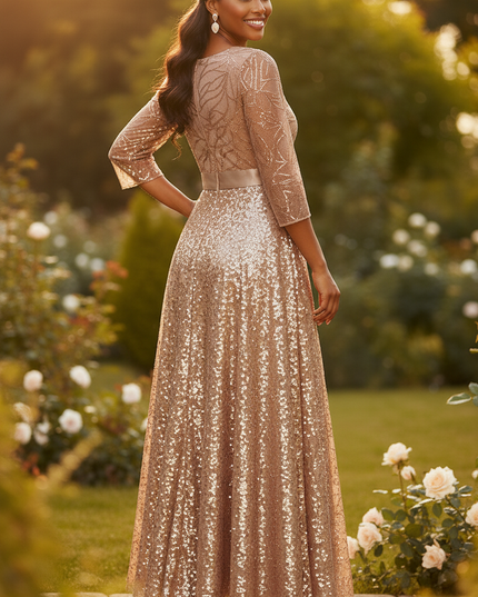 Ein festliches Glitzerkleid in Gold - Ansicht 2