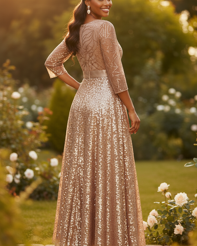 Ein festliches Glitzerkleid in Gold - Ansicht 2