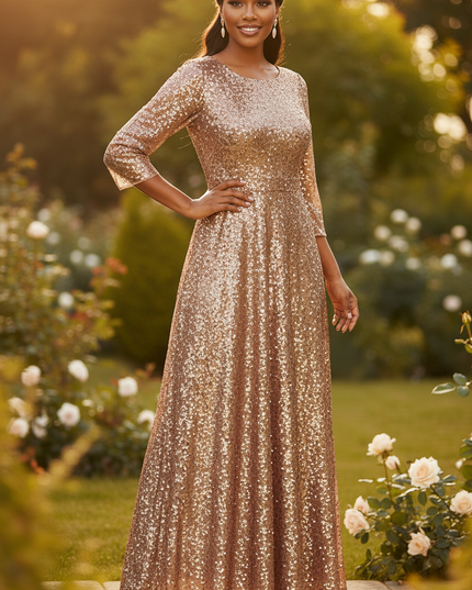 Ein festliches Glitzerkleid in Gold - Ansicht 3