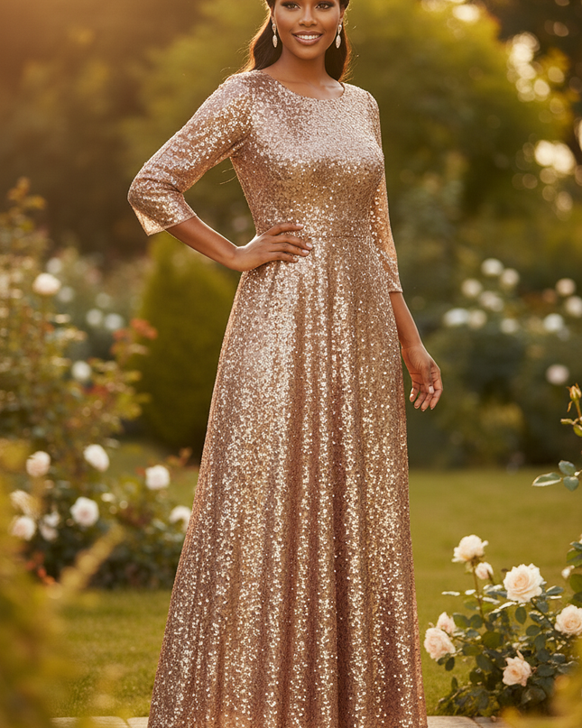 Ein festliches Glitzerkleid in Gold - Ansicht 3