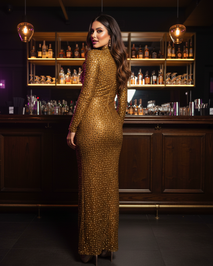 Das goldene Glitzerkleid mit Strasssteinen - Ansicht 2