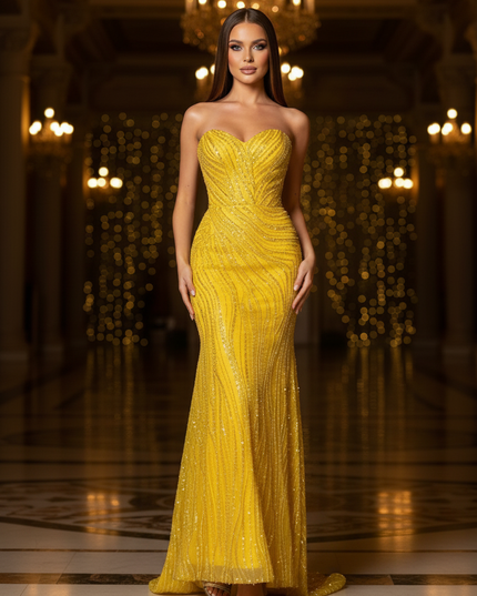 Goldenes Glitzer Kleid Lang - Ansicht 3