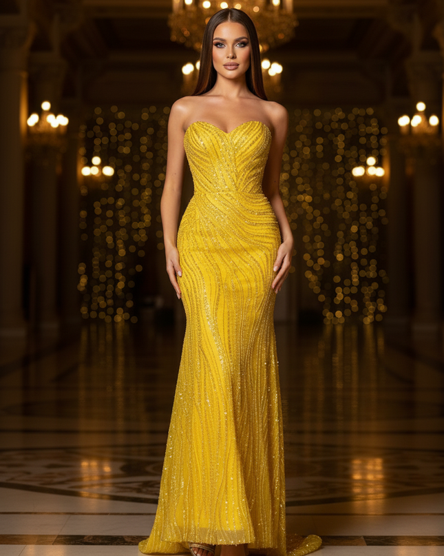 Goldenes Glitzer Kleid Lang - Ansicht 3