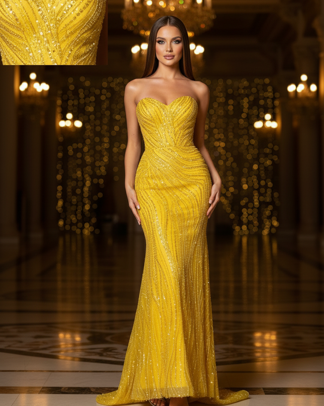 Goldenes Glitzer Kleid Lang - Ansicht 4