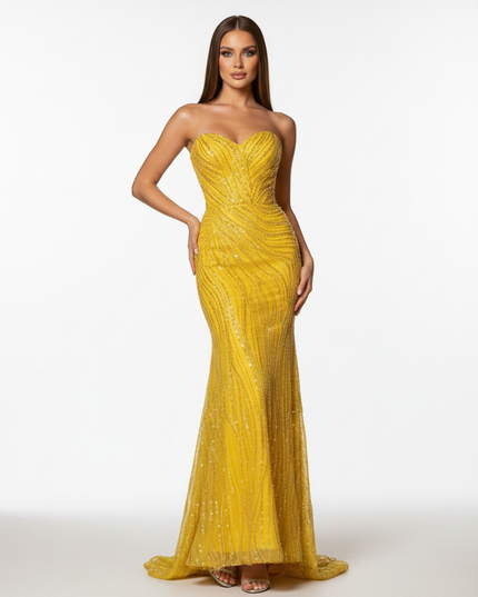Goldenes Glitzer Kleid Lang - Ansicht 5