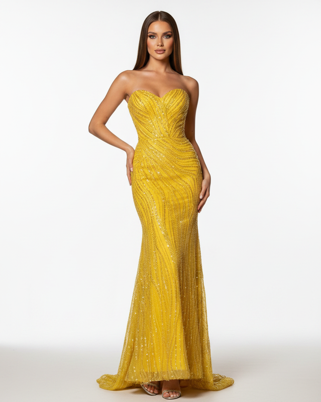 Goldenes Glitzer Kleid Lang - Ansicht 5