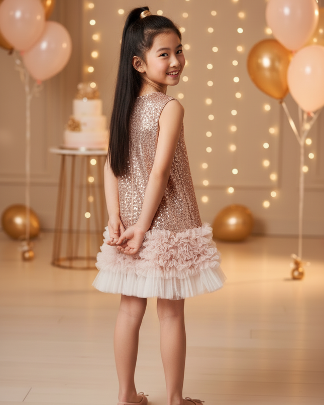 Goldenes Glitzer Kleid Maedchen - Ansicht 2