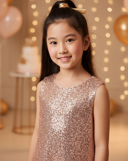 Goldenes Glitzer Kleid Maedchen - Ansicht 4