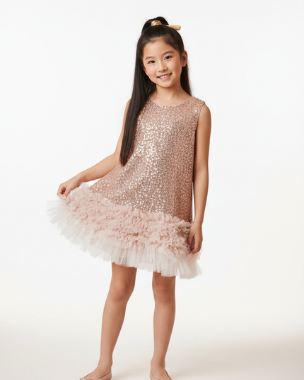 Goldenes Glitzer Kleid Maedchen - Ansicht 5
