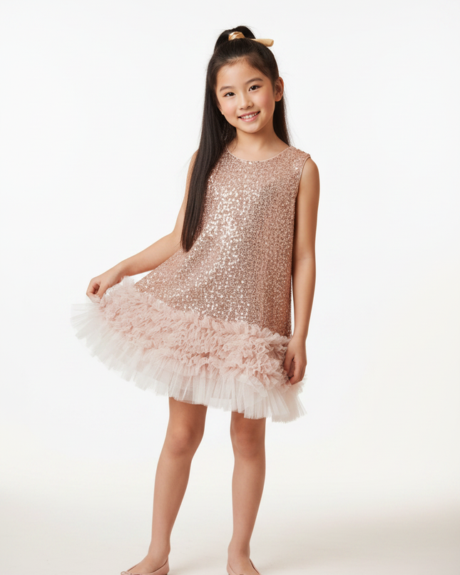 Goldenes Glitzer Kleid Maedchen - Ansicht 5
