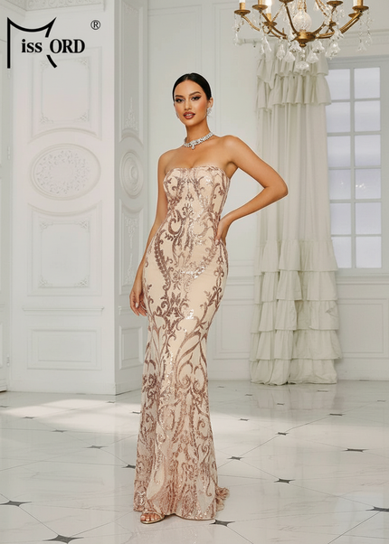 Gold Glitzer Kleid Meerjungfrau - Ansicht 1