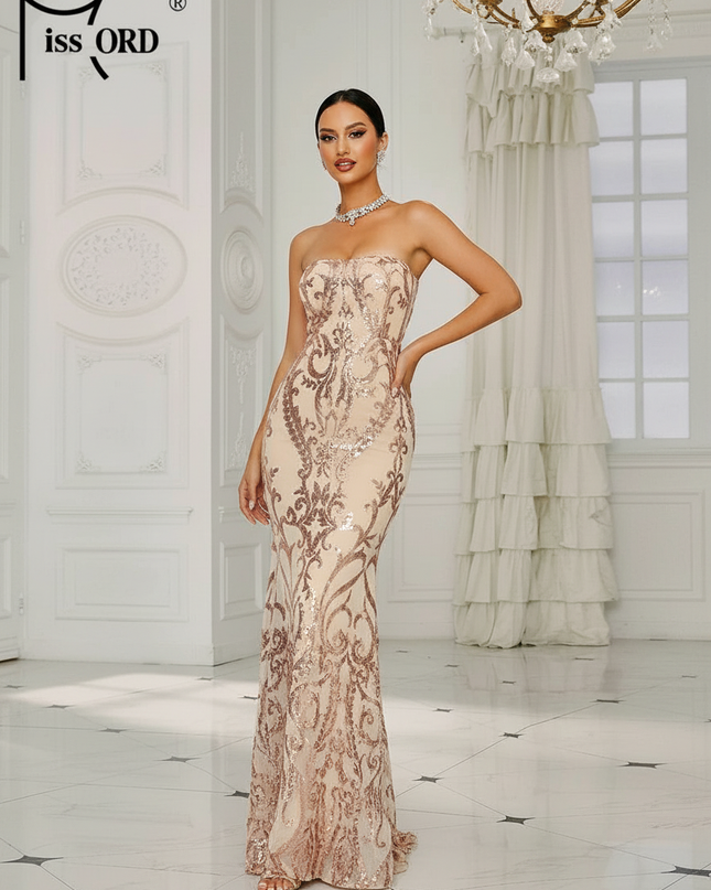 Gold Glitzer Kleid Meerjungfrau - Ansicht 1