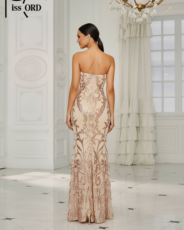 Gold Glitzer Kleid Meerjungfrau - Ansicht 2