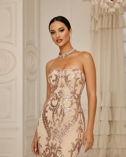 Gold Glitzer Kleid Meerjungfrau - Ansicht 4