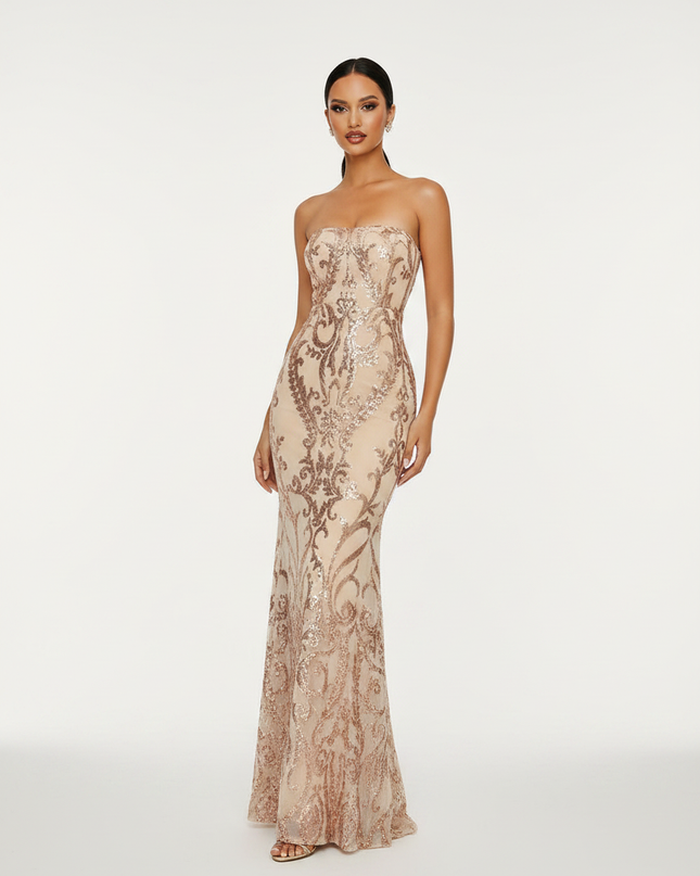 Gold Glitzer Kleid Meerjungfrau - Ansicht 5