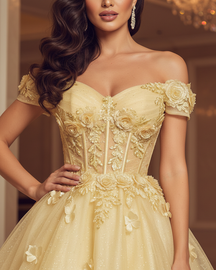 Goldenes Glitzer Kleid Tuell Kurz - Ansicht 4