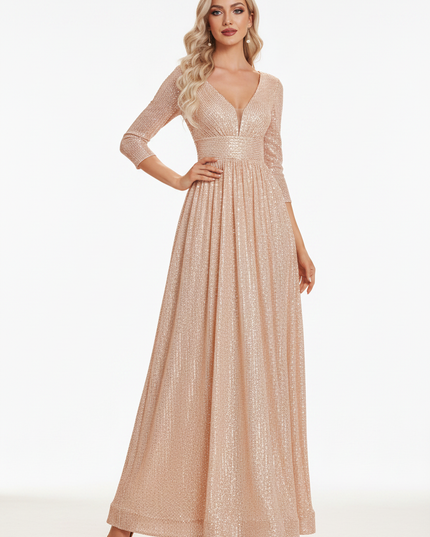 Goldenes Pailletten Kleid Lang - Ansicht 5