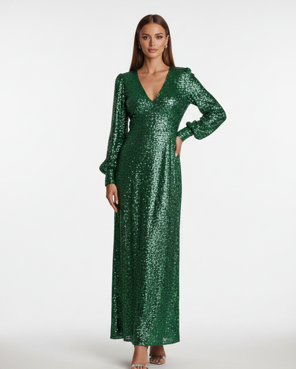 Ein Gruenes Glitzerkleid zum Binden - Ansicht 5