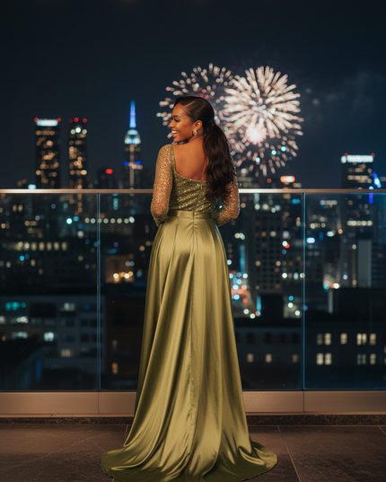 Gruenes Glitzerkleid in grossen Groessen - Ansicht 2