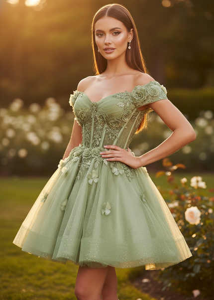 Gruenes Glitzerkleid fuer Hochzeitsgast - Ansicht 1