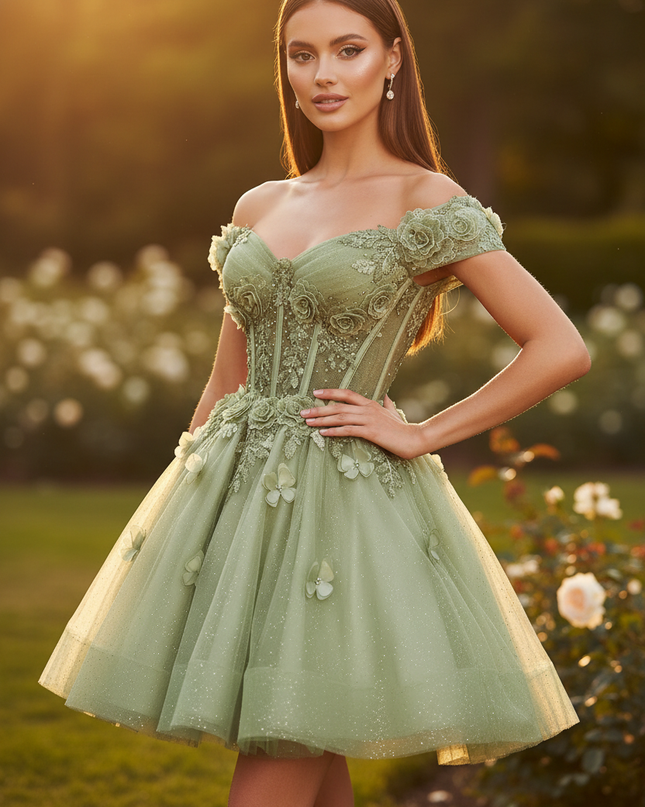 Gruenes Glitzerkleid fuer Hochzeitsgast - Ansicht 1