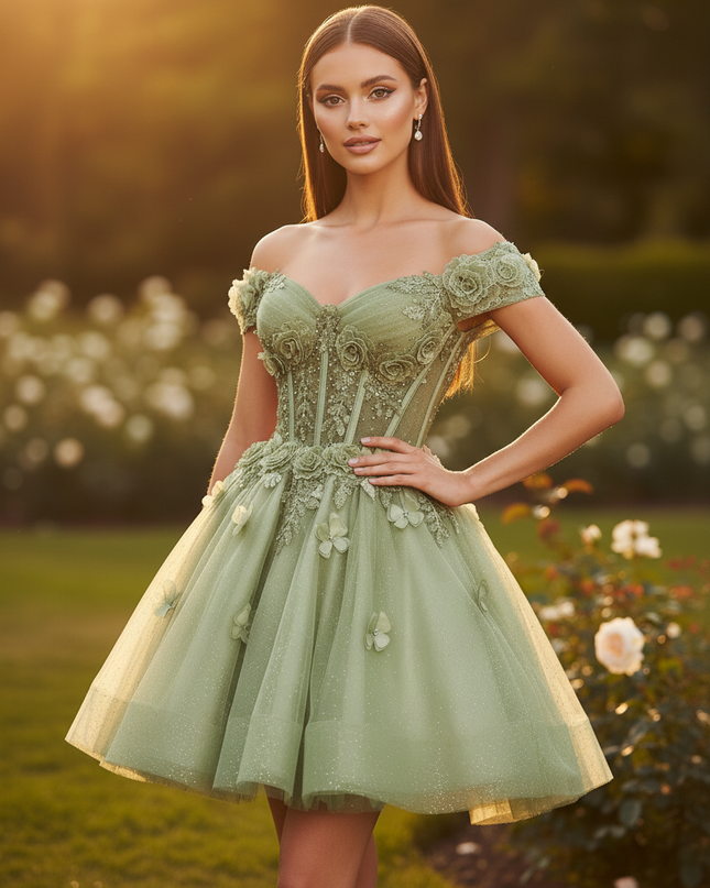 Gruenes Glitzerkleid fuer Hochzeitsgast - Ansicht 3